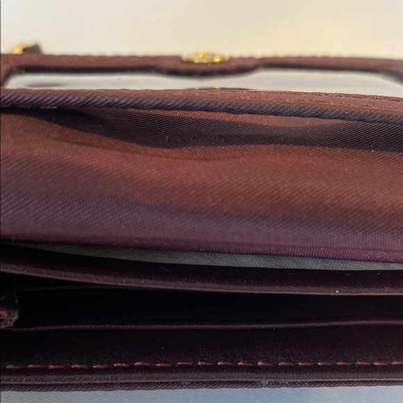 TUMI Dark Red Leather Wallet with Gold Accents - Picture 8 of 10